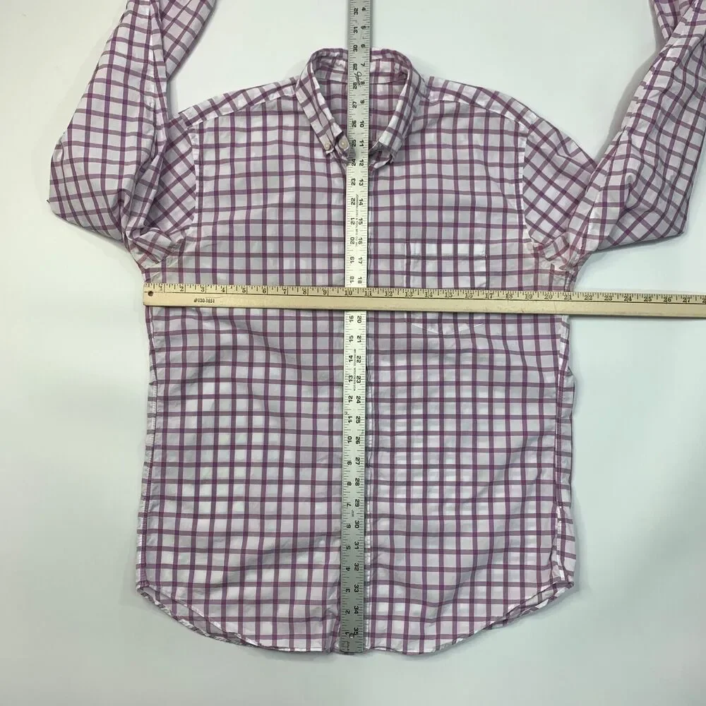J Crew Shirt Mens Medium Purple Lightweight Cotton Button Down Windowpane Plaid